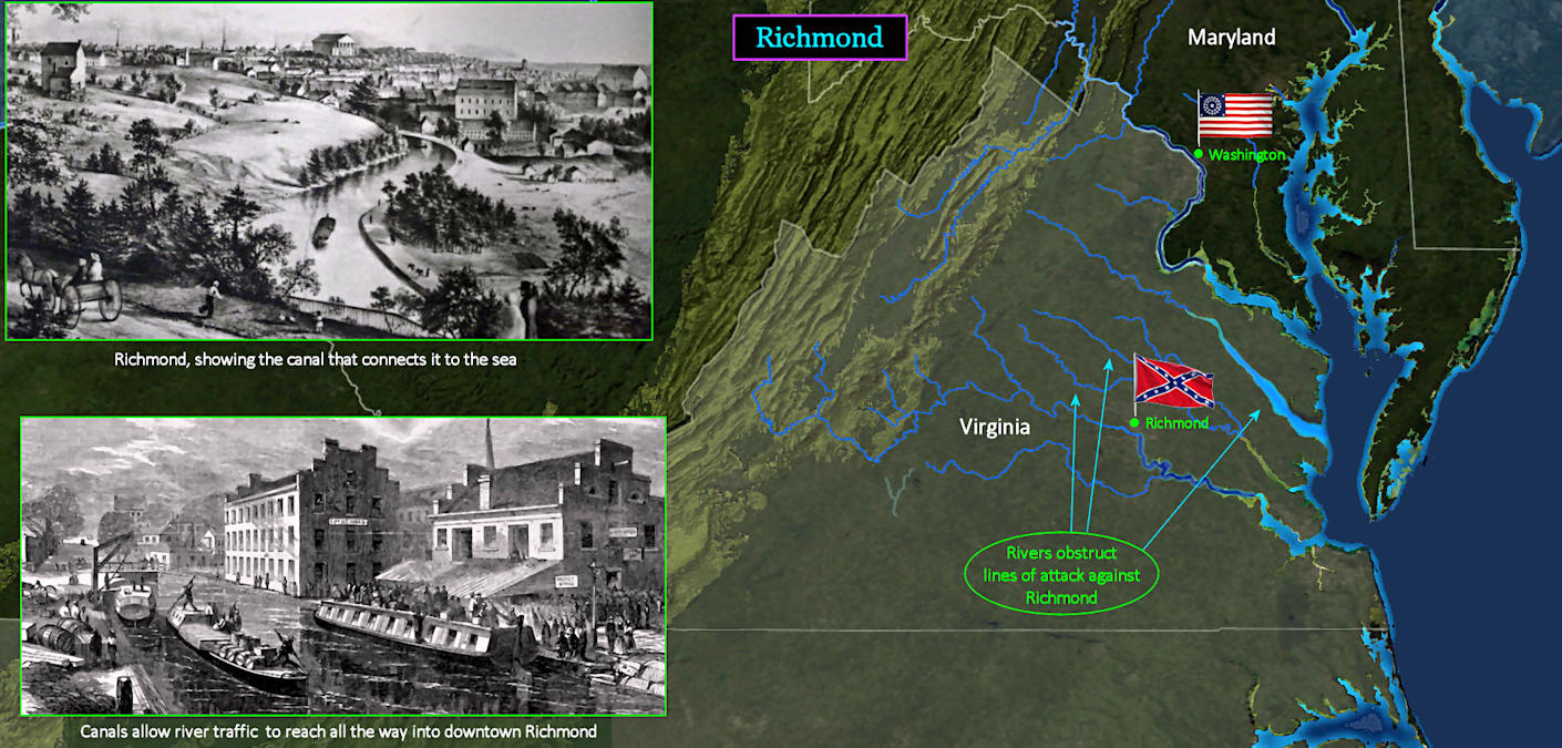 Richmond river defenses, 1861 map